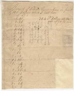 Receipt from William Cunningham (includes example of a British revenue stamp) 