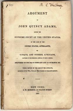 Cover page of Amistad Argument, printed