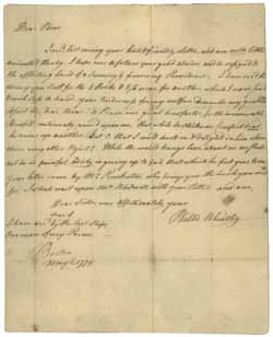 Letter from Phillis Wheatley to Obour Tanner, 6 May 1774 