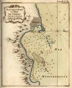 Plan de la Rade et Ville de Tripoli a la Coste de Barbarie Map