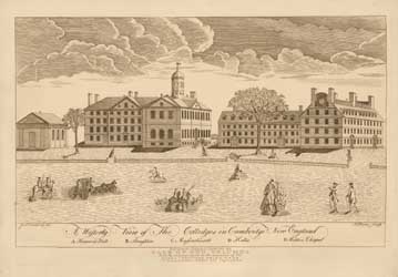 A Westerly View of the Colledges in Cambridge in New England Facsimile engraving