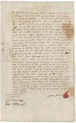 Deed from Isaac Powers to John Hancock for Jack (an enslaved person), 22 April 1728 