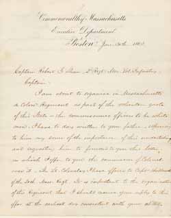 Letter from John A. Andrew to Robert Gould Shaw, 30 January 1863 