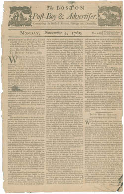 The Boston Post-Boy & Advertiser (newspaper) and The Boston Post-Boy, &c. Extraordinary (supplement) 