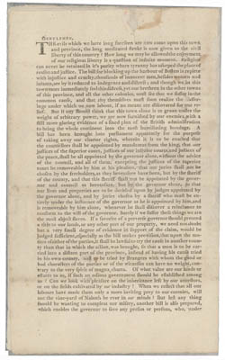 Gentlemen, The evils which we have long foreseen are now come upon this town and province ... Circular letter