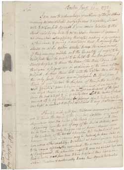 Letter from Thomas Cushing to Roger Sherman, 21 January 1772 