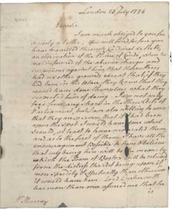 Letter from Thomas Hutchinson to James Murray, 23 July 1774 