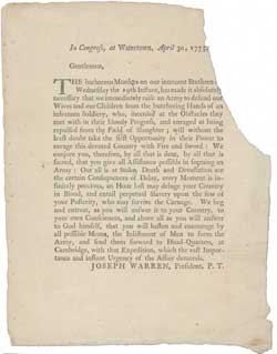 In Congress, at Watertown, April 30, 1775 Broadside