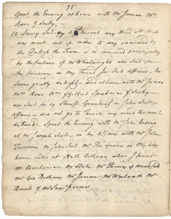 John Rowe diary 1, 20 January 1765, page 75 