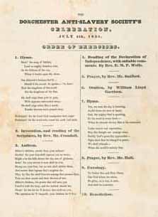 The Dorchester Anti-Slavery Society`s Celebration. July 4th, 1835 Broadside