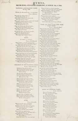 Hymns, for the Rural Anti-Slavery Celebration, at Dedham, July 4, 1846 Broadside