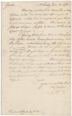 Letter from Thomas Robie to Richard Clarke & Sons, 13 January 1770 