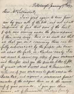 Letter from Malcolm Hay to Leverett Saltonstall, 9 January 1877 