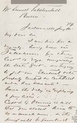 Letter from Wilkinson Call to Leverett Saltonstall, 14 January 1877 