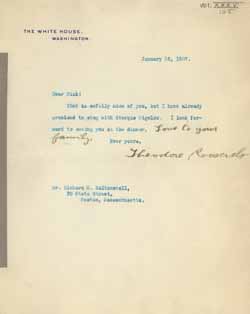 Letter from Theodore Roosevelt to Richard Middlecott Saltonstall, 26 January 1907 