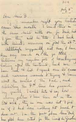 Letter from Eleanor `Nora` Saltonstall to Clara Danielson, 5 July 1918 