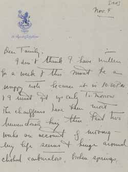 Letter from Eleanor `Nora` Saltonstall to her family, 4 November 1918 