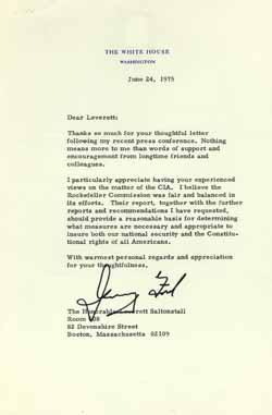 Letter from Gerald Ford to Leverett Saltonstall, 24 June 1975 