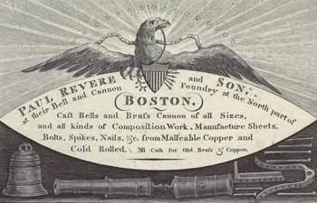 Paul Revere and Son, at their Bell and Cannon Foundry Trade card (advertising card)