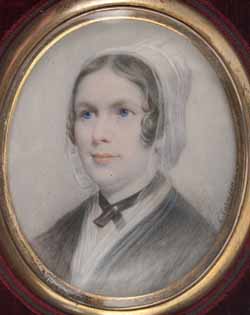 Mary Elizabeth Sanders Saltonstall Miniature portrait, watercolor on ivory