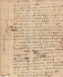 Letter from Mary Cooke Saltonstall Harrod to Mary Cooke Badger, 11 October 1778 