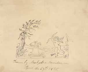 Automaton drawing of Cupid, 29 April 1835 Drawing by automaton machine