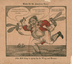 Huzza for the American Navy! Political cartoon, engraving