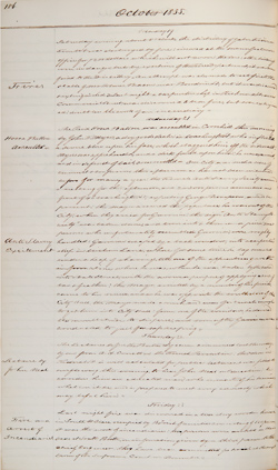 Bradley Newcomb Cumings journal, 19-23 October 1835, page 186 