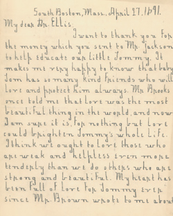 Letter from Helen Keller to George Ellis, 17 April 1891 