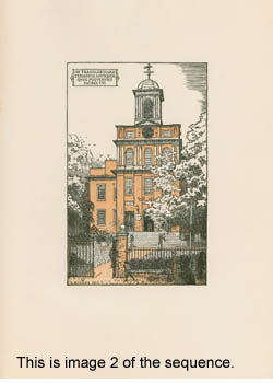 A View of the Old West Church: A Branch of the Boston Public Library. With Mr. Updike`s New Year`s Greetings ... 1914. 