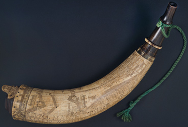 Powder horn scribed by Samuel Selden Ox horn