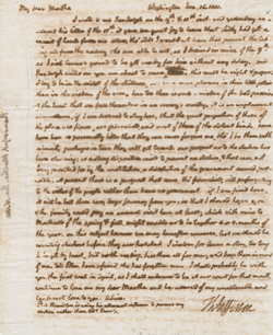 Letter (retained copy) from Thomas Jefferson to Martha Jefferson Randolph, 16 January 1801 