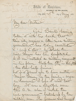 Letter from Samuel Miller Quincy to Mary Jane Miller Quincy, 5 May 1865 