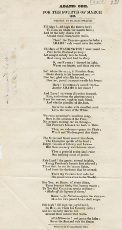 Adams Ode. For the Fourth of March 1825