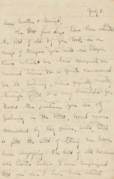 Letter from Eleanor `Nora` Saltonstall to Eleanor B. Saltonstall and Muriel Saltonstall, 4 July 1919 