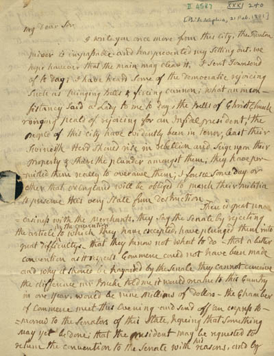 Letter from Abigail Adams to John Adams, 21 February 1801 