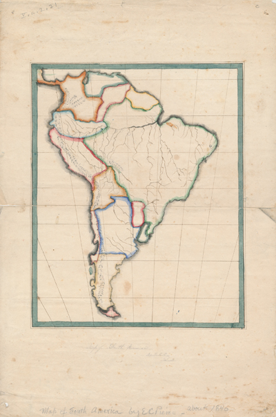 Manuscript map of South America circa 1840