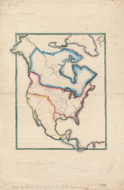 Manuscript map of North America circa 1840