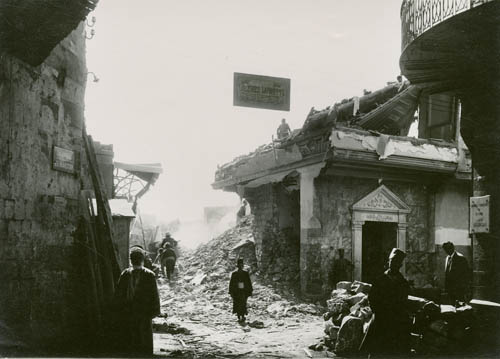 Rubble in Damascus street Photograph