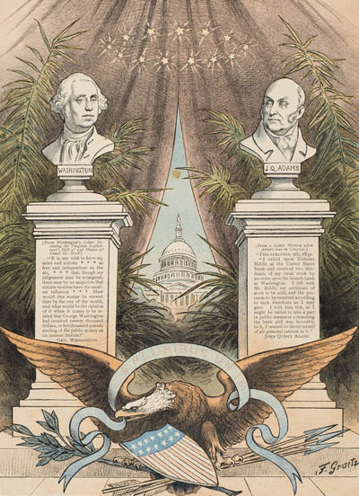 Two Old-Time Standard-Bearers of Public Morality. Chromolithograph