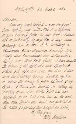 Letter from Frederick Douglass to Robert C. Winthrop, Jr., 3 March 1882 