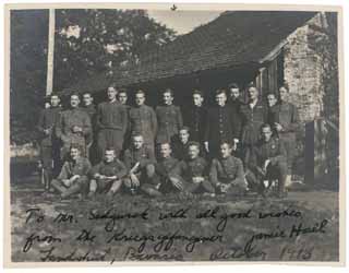 Group of Allied prisoners including Atlantic Monthly correspondent James Norman Hall in a German prison camp in Bavaria Photograph