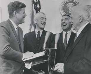 Presentation of Congressional Gold Medal to Robert Frost at the White House, 26 March 1962 