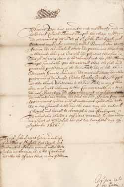 Instructions from Oliver Cromwell to John Leverett (written by James Nutley), 26 September 1656 