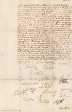 Royal proclamation regarding the Royal African Company with signatures, 2 December 1674 