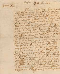 Letter from Elisha Cooke to Middlecott Cooke, 17 April 1735 