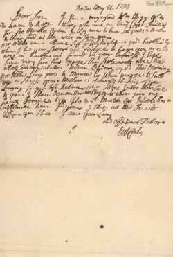 Letter from Elisha Cooke to Middlecott Cooke, 21 May 1735 