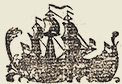 Newspaper engraving of ship at sea.